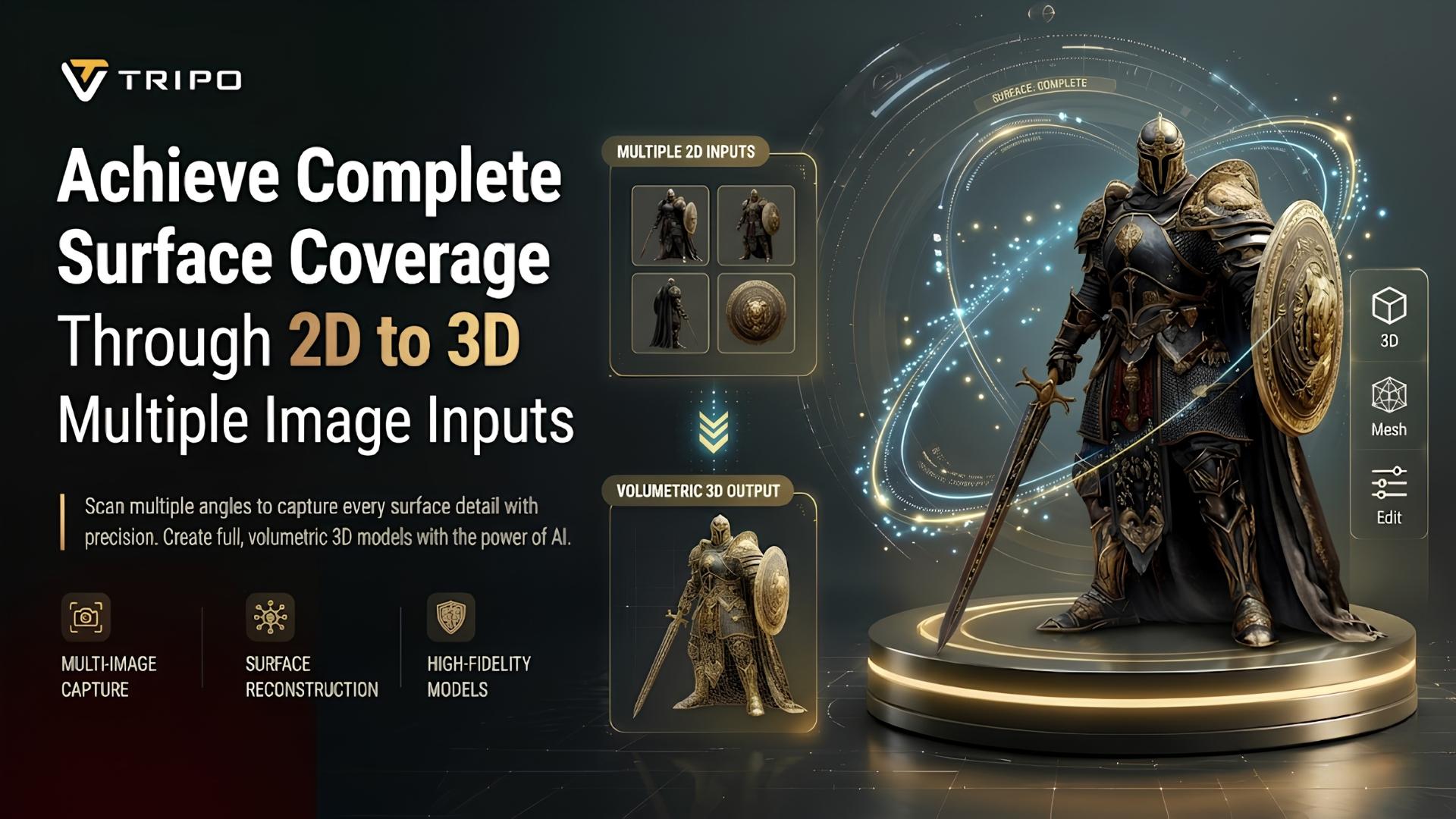 Achieve Complete Surface Coverage Through 2D to 3D Multiple Image Inputs Feature